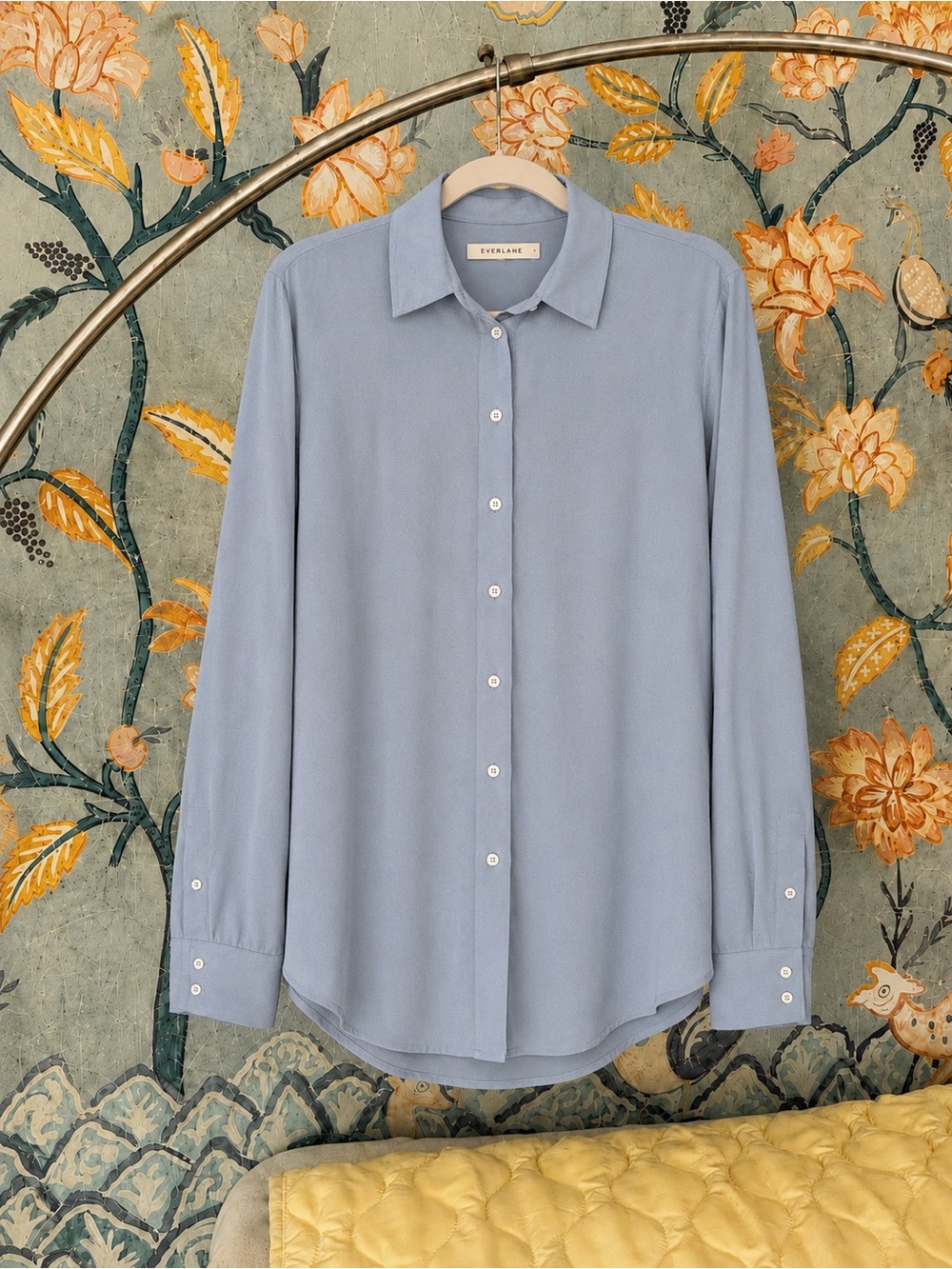 EVERLANE Dusty Blue Silk Button Down Blouse Women’s Size 4/Medium